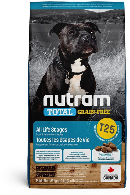 紐頓Nutram 全能 均衡健康 專業調理, 1個, 紐頓 T25 無穀鮭魚+鱒魚 全齡犬糧(潔牙顆粒), 2kg, 混合口味