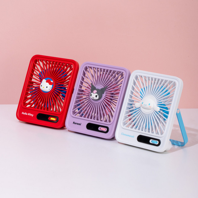 <깜짝!선물증정> 트리플러스 산리오 데스크팬 헬로키티 시나모롤 쿠로미 100단 풍속조절 탁상용 선풍기 캐릭터 굿즈, 시나모롤+
