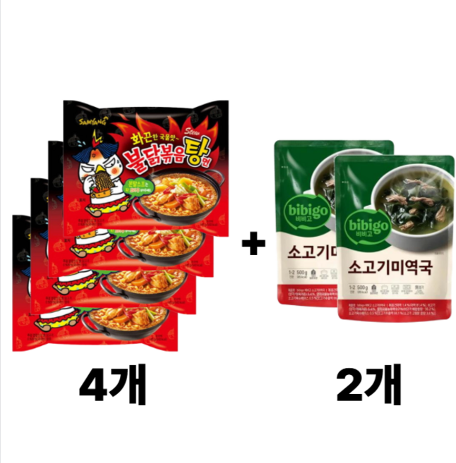 불닭볶음탕면 4 + 미역국 2 불닭미역탕면 세트, 1개