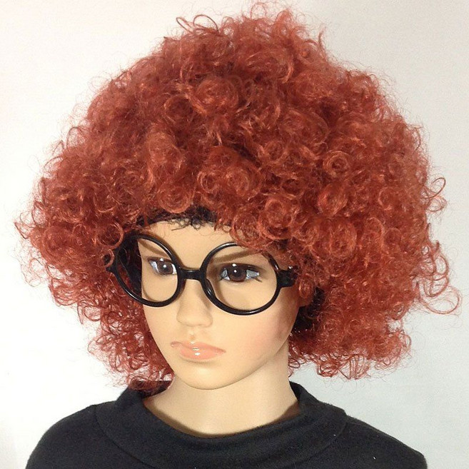 네오포스트 분장행사 파티 학예회 웃긴가발 폭탄머리 코믹 삐에로 코스프레이 할로윈 뽀글이가발, 1개, 커피 브라운 아동+ 무료 안경