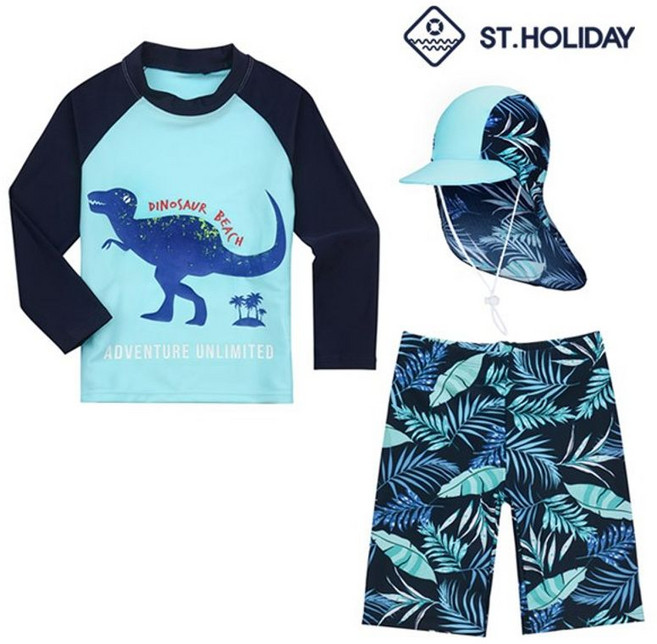 에스티홀리데이 남아용 래쉬가드 수영복 플랩캡 세트 ST2011 유아 아동 아기