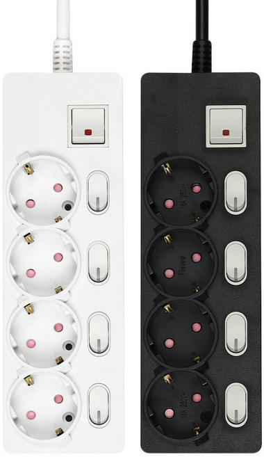 아이정 국산 멀티탭 개별 과부하 4구 안전한멀티탭, 개별 4구 잉크 블랙, 1개, 3m