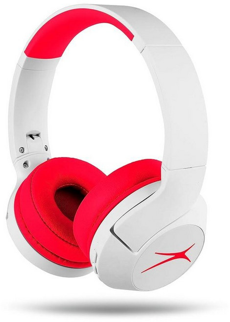 Altec Lansing Kid Safe 노이즈 캔슬링 무선 헤드폰 15H 배터리 85dB 볼륨 제한 접이식 디자인 강력한 사운드 액티브 노이즈 캔슬링 만 7세 이상, 화이트아웃 클래식 레드