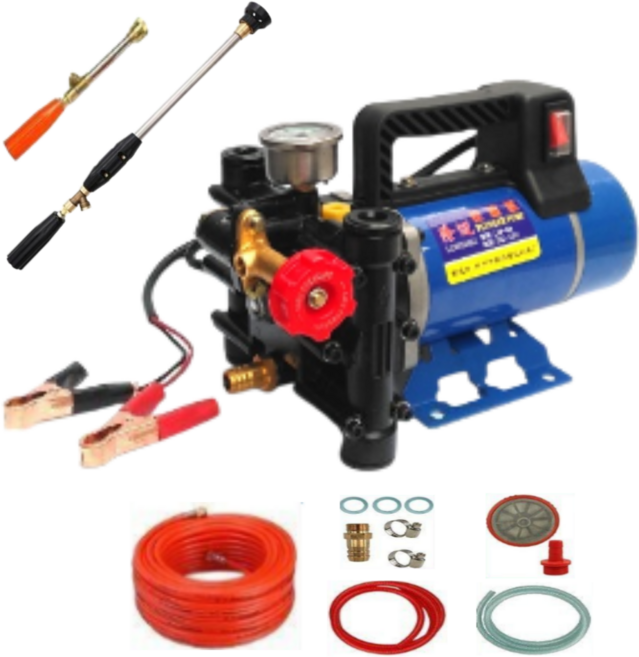 [LONGMAI]고압 전기 동력분무기 전동 농약 살포기 세차 압축 분무기, 12V 플런저펌프+호스 10m+60cm 분사건, 1개