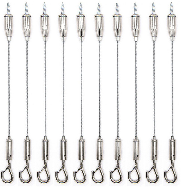 무타공 천장 슬림 와이어 액자 걸이, 10개, 실버