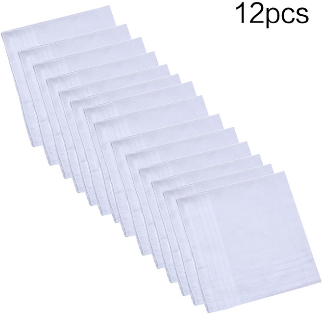 12pcs 40x40cm 남성 여성면 손수건 순수한 손수건 Jacquard 줄무늬 포켓 스퀘어 타월 DIY 그림