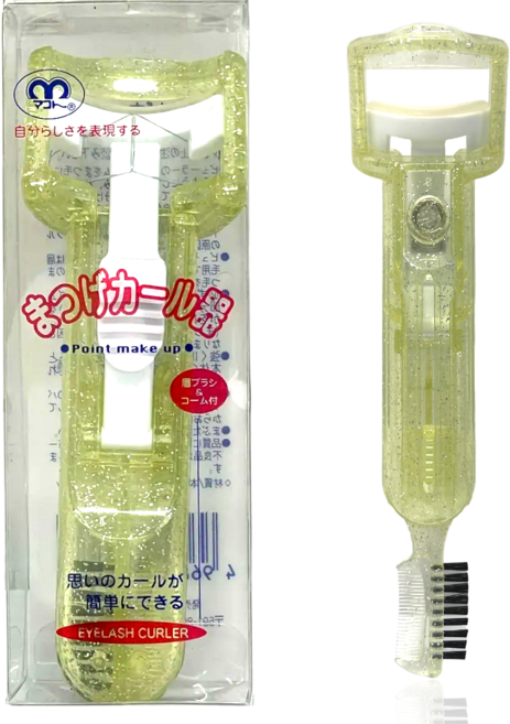 마코토 올인원 아이래쉬 컬러 뷰러+브러쉬+빗, 1개, 골드펄