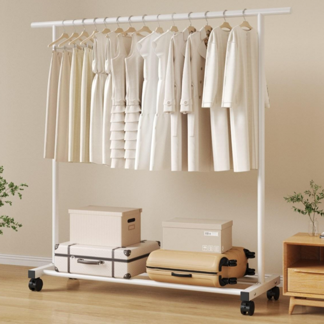 투에스리빙 철제 이동식 튼튼한 옷걸이 행거, 화이트a