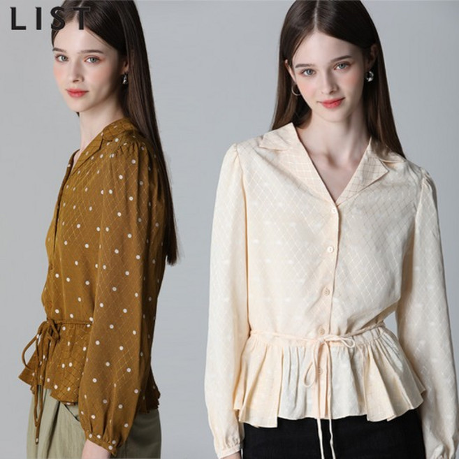 리스트 벨티드 도트 페플럼 블라우스 택가격 178000원