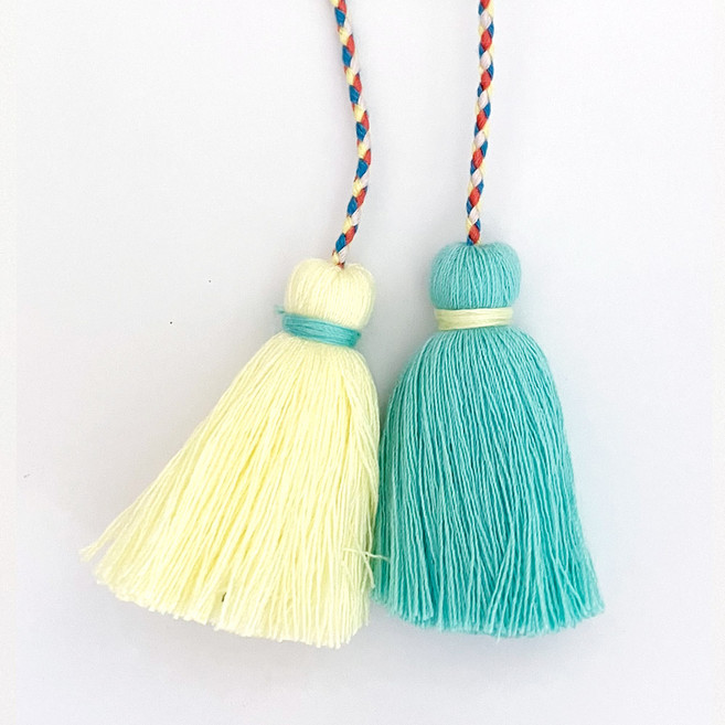 모닝랜드 투톤태슬 장식 컬러태슬, 1개, 옐로우/민트