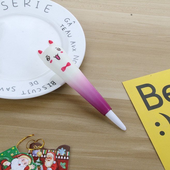 舒壓捏捏筆 卡通造型中性筆, 紫色蝴蝶結兔子, 1個