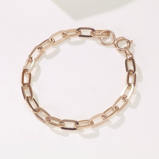 제이로사 14k 18k 모던 스퀘어 링크 할로우 클립 여자 체인 팔찌