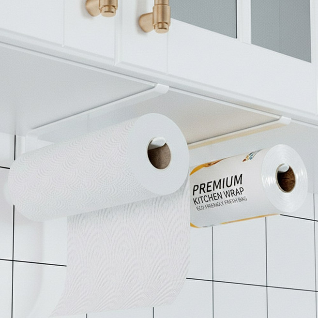 잇서존 끼워쓰는 튼튼한 키친타올 걸이, 2개, 화이트