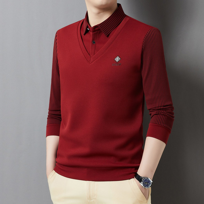 NEW 봄 남자 폴로 긴팔티셔츠 간절기 골프 티셔츠 이너 긴팔티 브이넥티 니트긴팔티 카라 상의 남성골프웨어