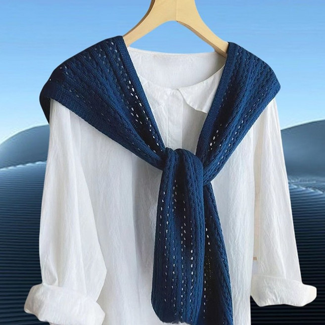 펀칭 니트 케이프 가디건 레이어드 어깨숄 아웃핏 베이직 머플러 패션데일리 여성용