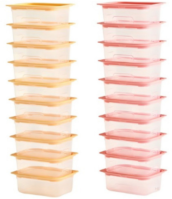 이지앤프리 맛반 사각 밀폐용기 400ml, 3세트, 20P(옐로우10+핑크10)