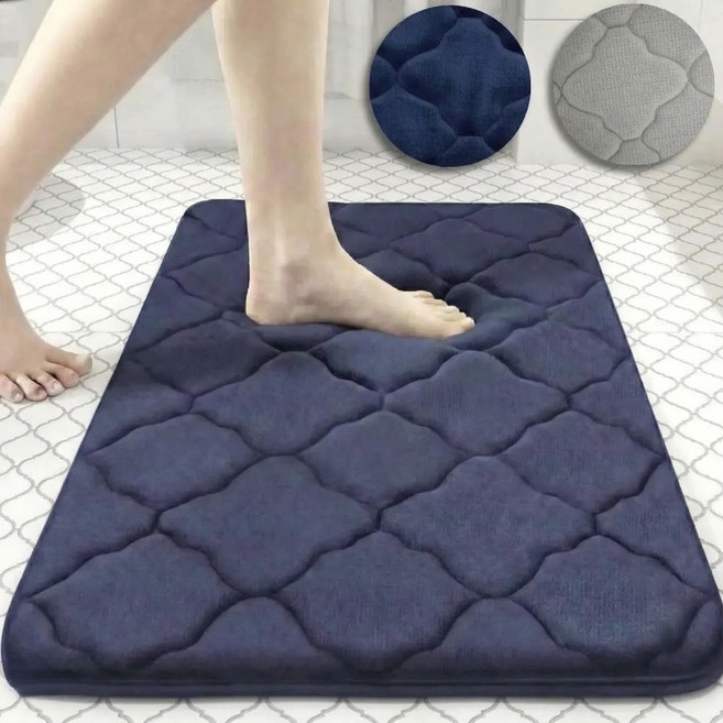 디어쿼츠 물기순삭 쿠션 워셔블 메모리폼 욕실매트, 1개, 파란색