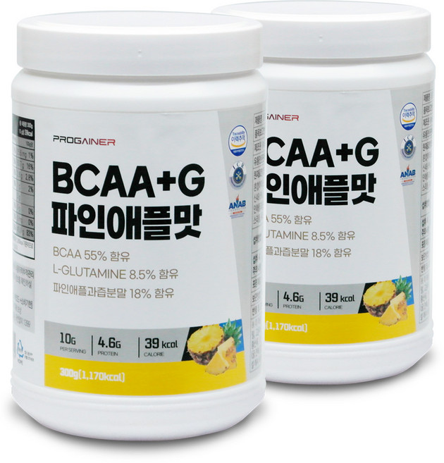 프로게이너 BCAA+G 파인애플맛 L-글루타민 아미노산, 2개, 300g