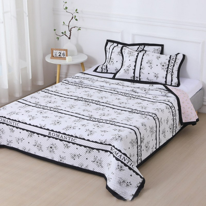 사계절 부드럽고 편하게 사용가능한 밀리지않는 양면 침대&다다미 패드/시트, 로맨틱 플라워