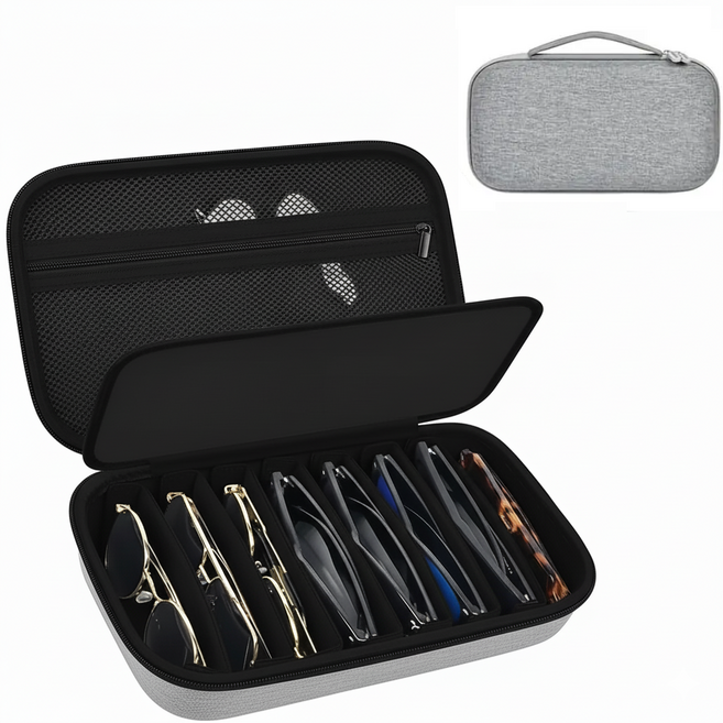 다용도 충격방지 안경 보관함 케이스 8칸 분리형 파티션 수납박스 여행 소품