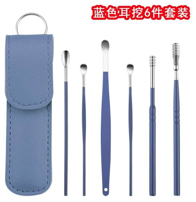 스테인레스 스틸 파기 청소 가죽 숟가락 특종 관리 건강 따기 양방향 도구 6PC 나선형 커버 세트, 05 1-PQBU, 1개