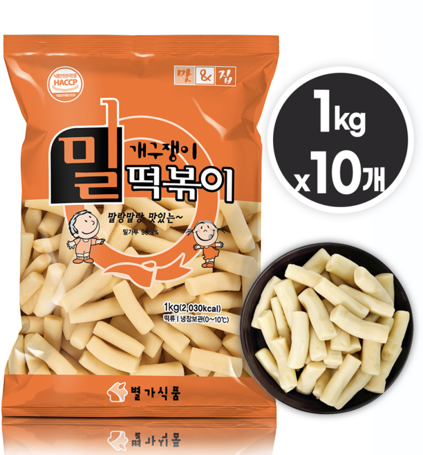 개구쟁이 밀떡볶이 1kg (10개) 별가식품 밀떡 냉장보관 대용량 업소용 식당용 분식집 분식집 진공포장, 10개
