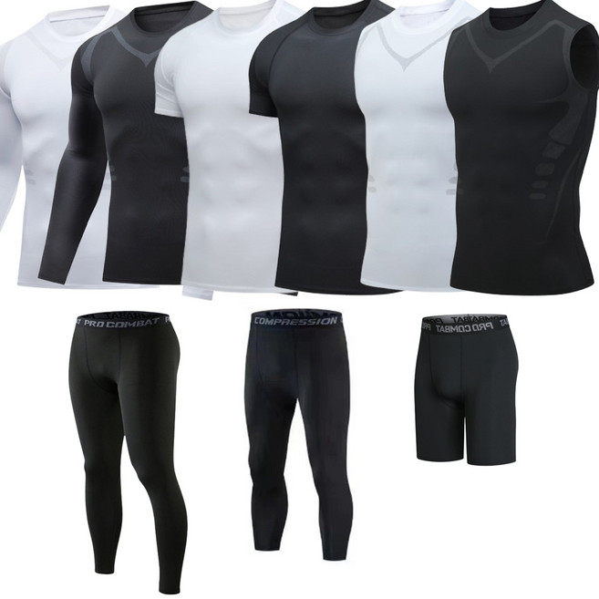 머슬핏 남자 기능성 언더레이어 상의 하의 테크핏 스포츠이너웨어 민소매 나시 반팔 긴팔 레깅스 타이즈9부