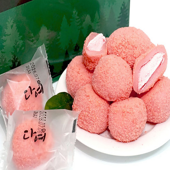 딸기크림 찹쌀떡 국산찹쌀 간편 개별포장 떡, 30개, 40g
