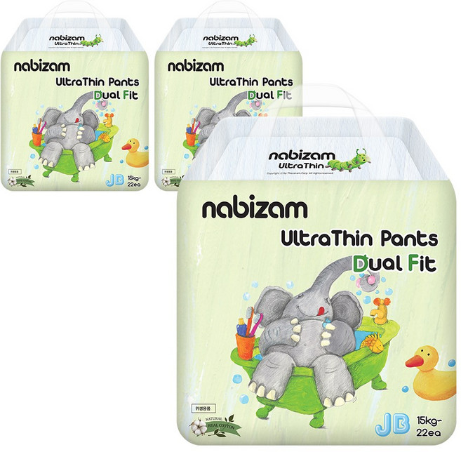 나비잠 기저귀 울트라씬 듀얼핏 팬티 3팩, 점보형(2XL), 66매