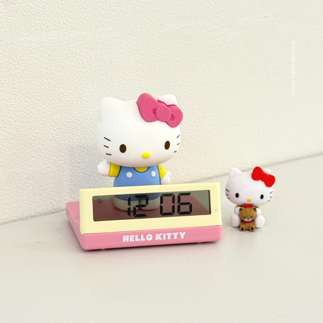 산리오 캐릭터 미니 피규어 디지털 알람시계 4종택1, 키티