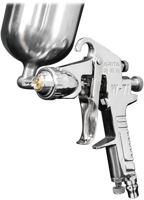 아리타 에어 스프레이건 도료컵포함 W-71G 중력식 페인트 후끼, 1.5mm, 1개
