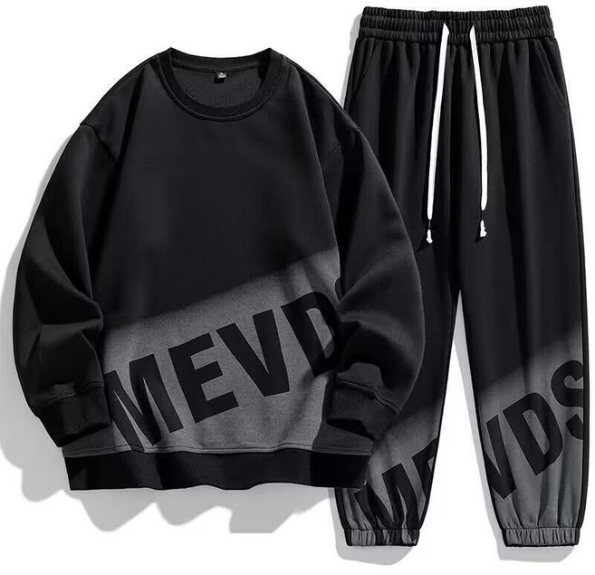 남성 가을겨울 트레이닝 라운드넥 맨투맨 조거팬츠 신축성 조거 밴딩 보온 내장 트레이닝복 출근룩 스포츠웨어 오버핏 세트 한파 대비 보온복