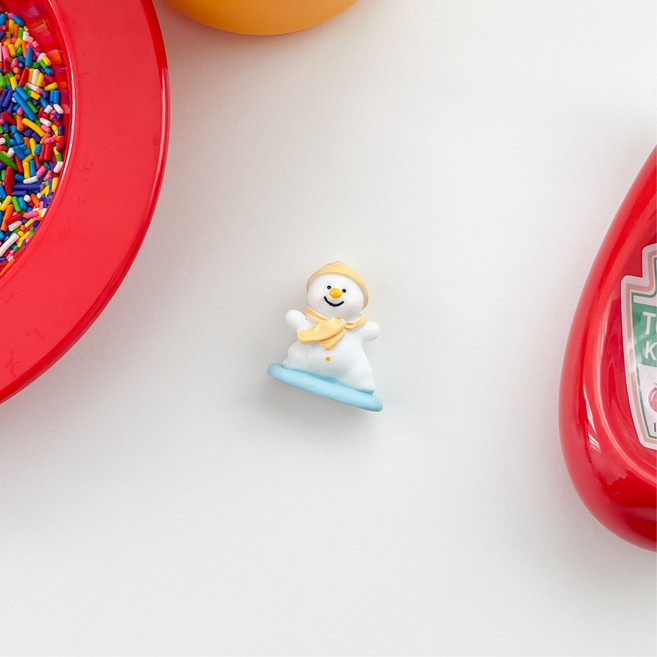 하피블리 크리스마스 데코픽 크리스마스 토퍼 케이크 장식 케익 꾸미기 보드 눈사람 피규어 토퍼, 1개, 피규어토퍼_보드눈사람