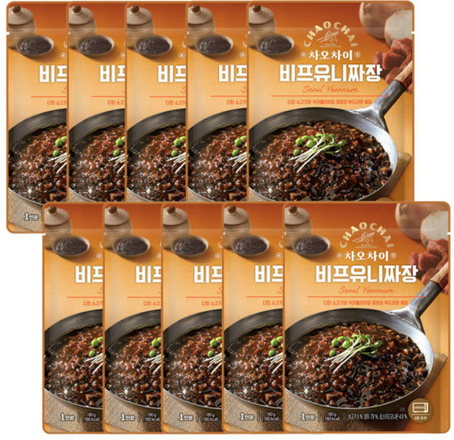 차오차이 비프유니짜장, 10개, 180g