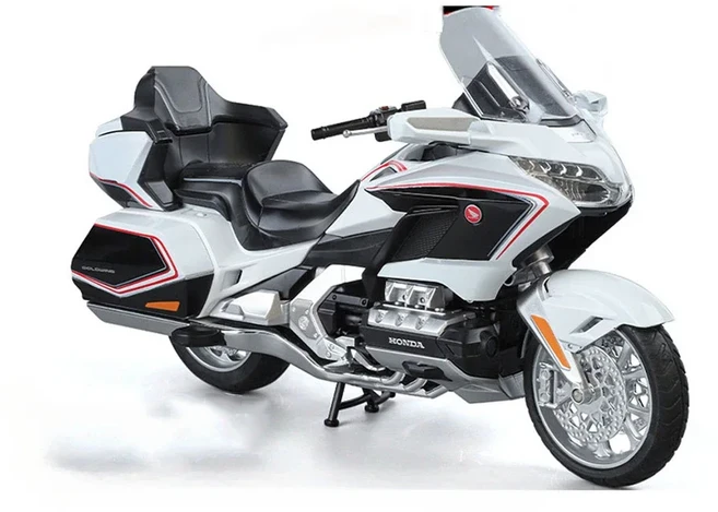 1:11 혼다 골드 윙 GL800 오토바이 자동차 장난감 모델 라이트 사운드가있는 합금 캐스트 크리스마스 선, 03 White