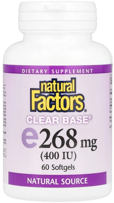 네츄럴펙터스 Clear Base 비타민E 268mg(400IU) 소프트젤 60정, 1개, NFS01443 - 쿠팡