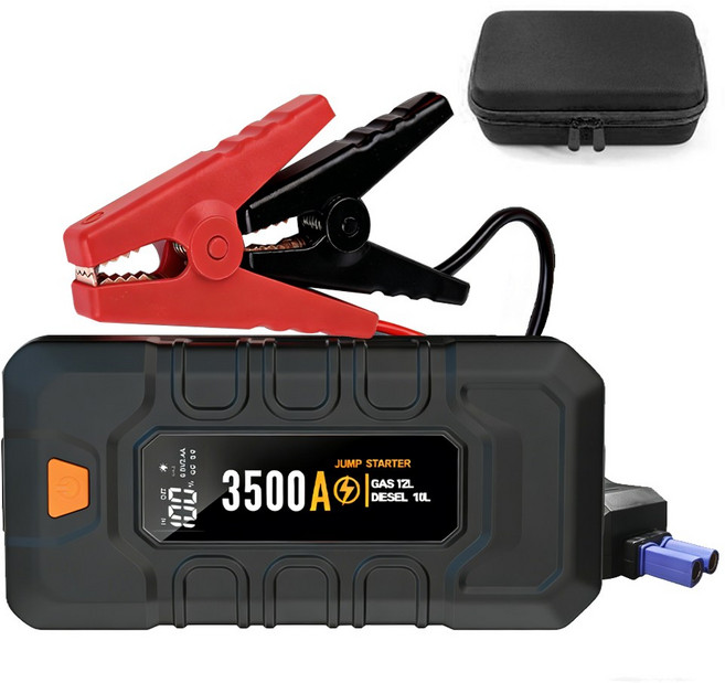자동차 점프스타터 보조배터리 긴급시동 오토바이 겸용 스마트 점프 케이블 파우치 포함, 1개, 23400mAh