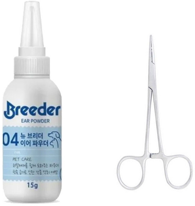 브리더 이어파우더 15g + 겸자가위 직선형, 1개