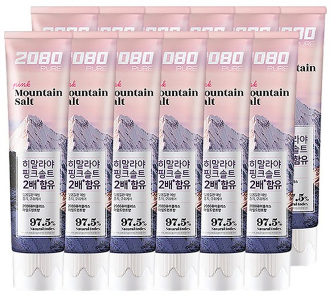 2080 핑크솔트 마운틴 퓨어 플러스 치약, 150g, 12개