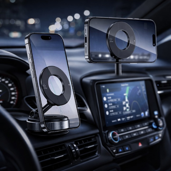 하우센트 흔들림방지 강력자석 차량용거치대, 블랙, 1개