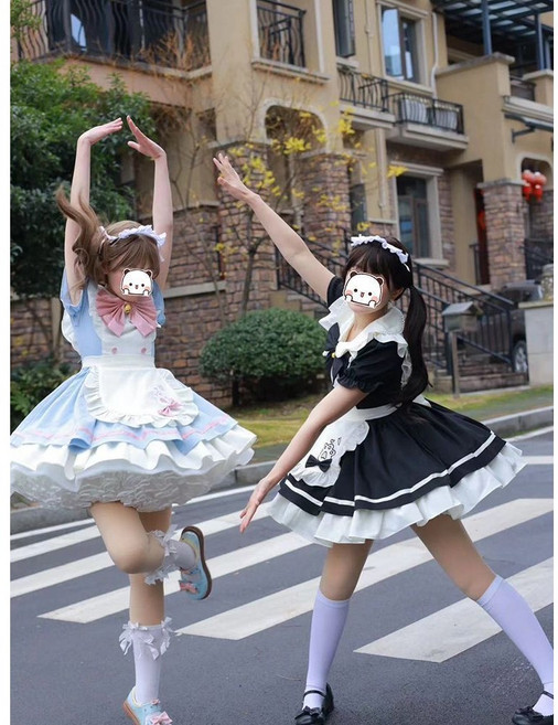핫스윗 메이드 코스프레 여성 반팔 하녀복 메디드복 코스튬 졸업식 파티복 HF