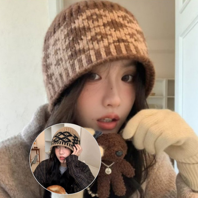 방한모 버킷햇 뜨개 비니 따뜻한 귀덮개 남녀 캐주얼 패션