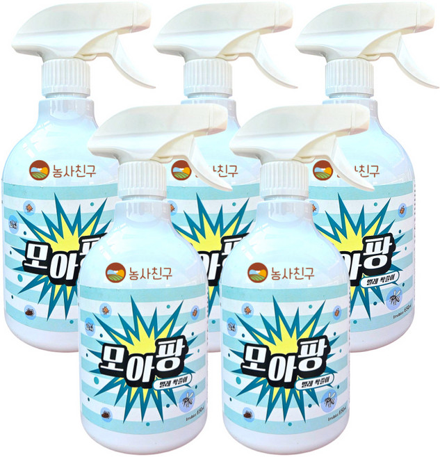 농사친구 모아팡 가정용 살충제 베스트셀러 초파리 진드기, 5개, 650ml
