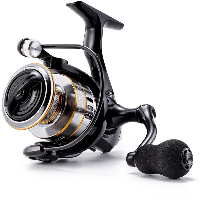 Rooblinos 범용 라이트 웨이트 스피닝릴, 블랙 + 골드, RY2000