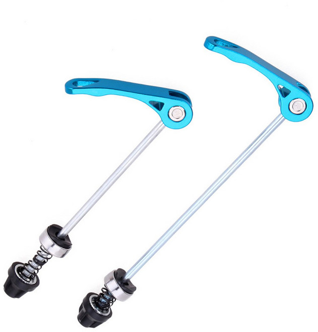 자전거 허브 퀵 릴리스 레버 MTB 도로 스틸 꼬치 앞바퀴 145mm 후면 175mm 산악 접이식, Blue, 1개