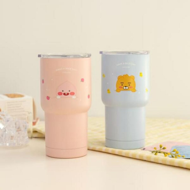 튼튼하고 실용적인 카카오 라이언 어피치 스텐 이중 텀블러, 1개