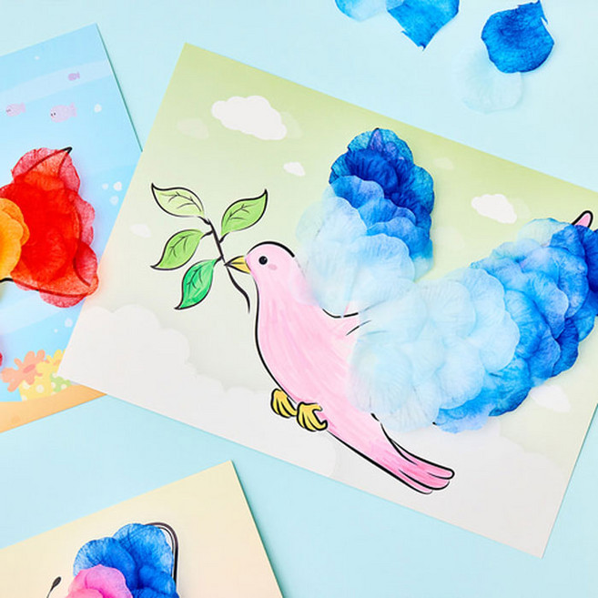[민화샵] 동물 꽃잎 붙이기, 1개, 새