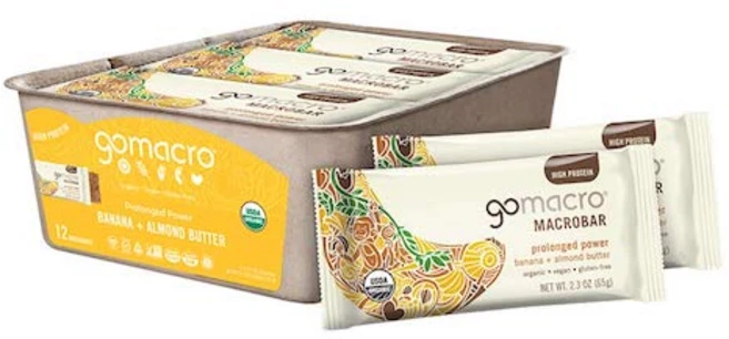GoMacro Organic Vegan Protein Bars Banana + Almond Butter 2.3 Oz 12 Count 고매크로 유기농, 1개 - 쿠팡