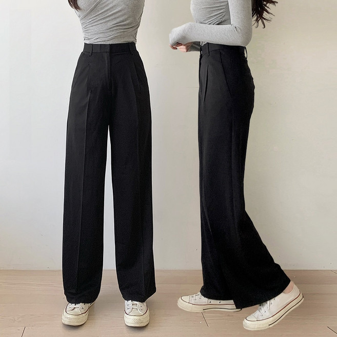 에이린즈 여성 슬랙스 바지 세미와이드 스판 팬츠