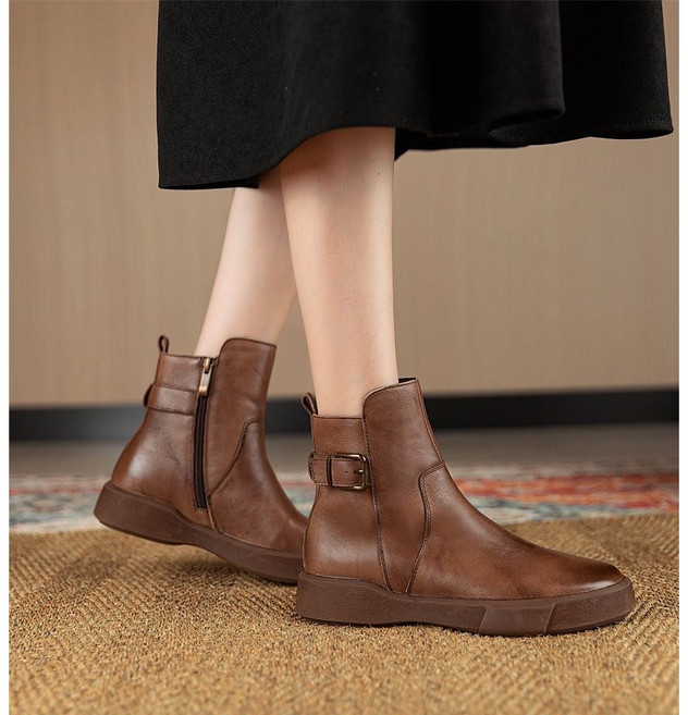 여성 빈티지 통굽 워커 첼시 부츠 앵클 부츠